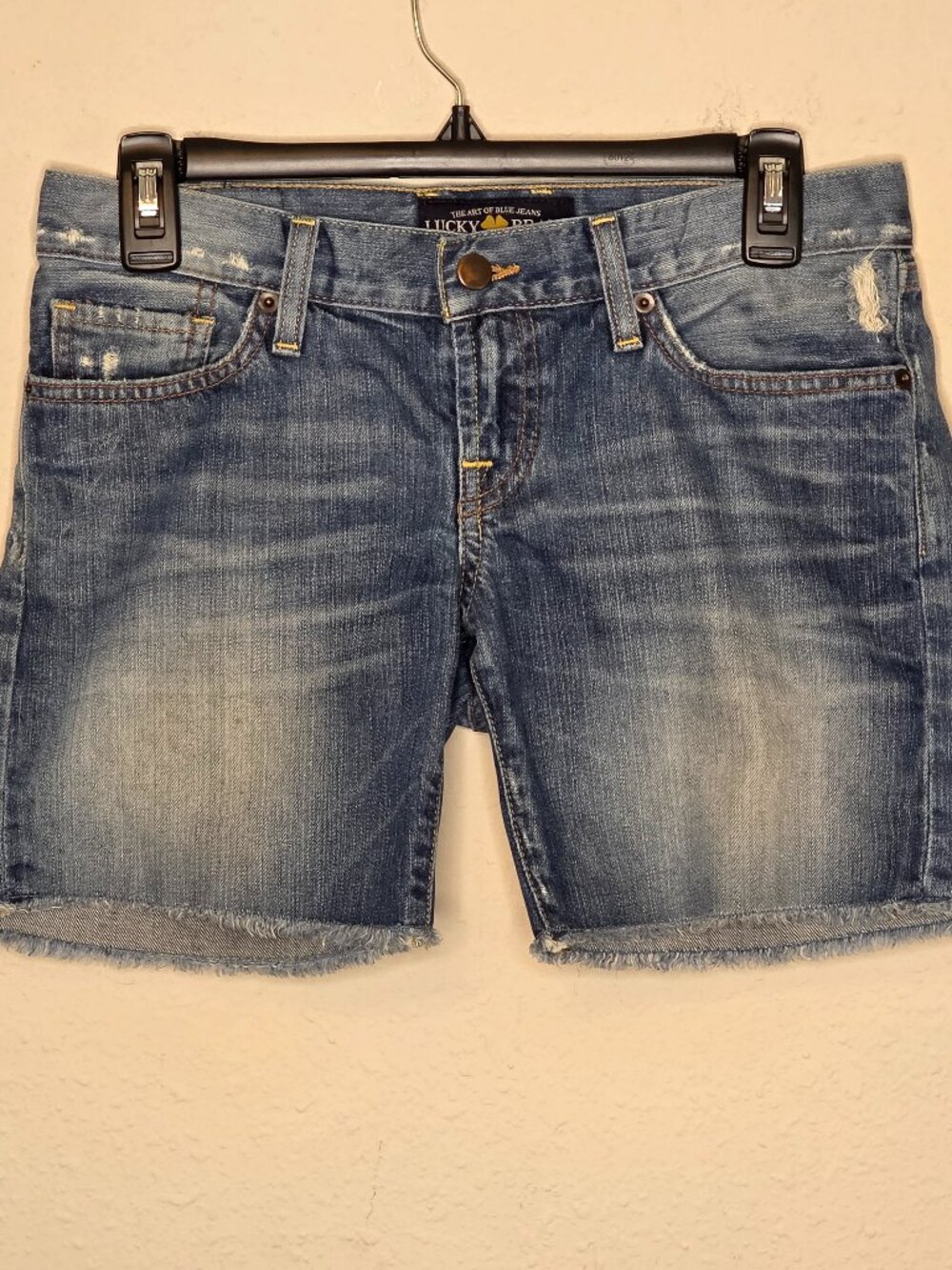 Lucky Brand Distressed Medium Blue Denim Cutoff Shorts
